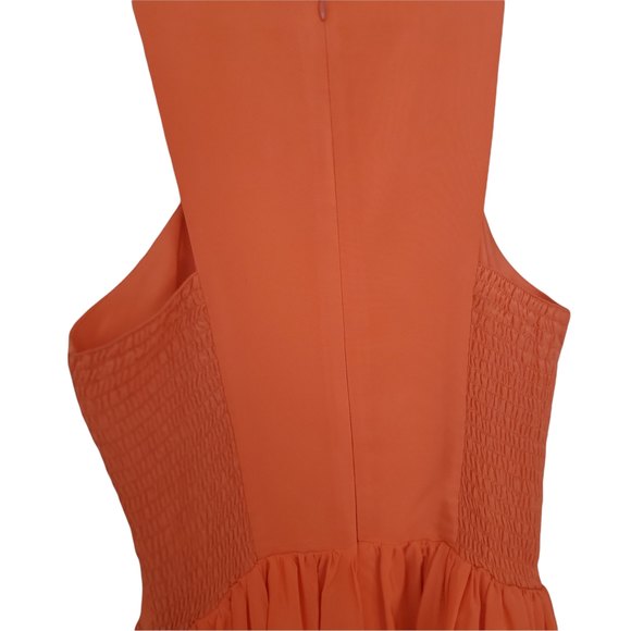 NWT Amanda Uprichard Orange Peach Elle Mini Silk Dress Sleeveless Size M - Picture 3 of 6